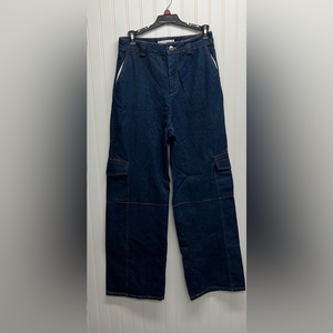 Ultra High Waist Wide Leg‎ Carpenter Cargo Jeans Sz 26